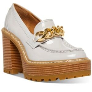 Madden Girl Kassidy Platform Lug Sole Loafers Light Grey Size 7.5 Heeled Closed